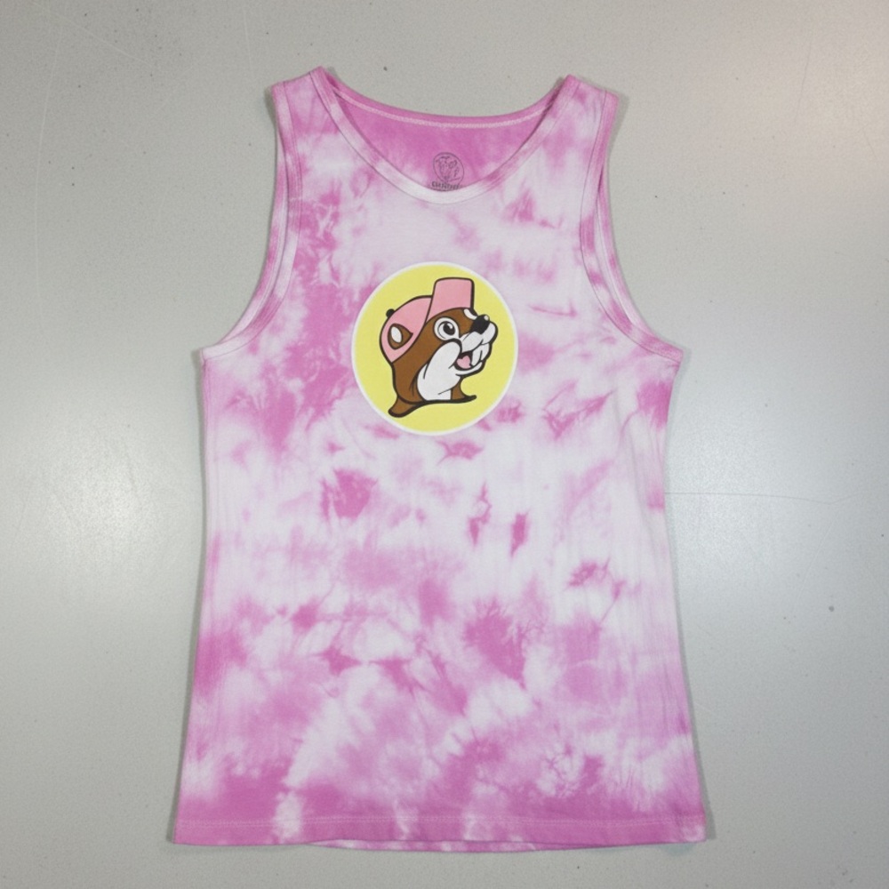 Buc-ees Pink Tie Dye Muscle Shirt Small Athleisure Activewear Texas Gear‎